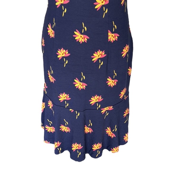 NWT Boden Rosetta Navy Blue Yellow Floral Ponte Knit Ruffle Dress - 6 - Picture 7 of 15